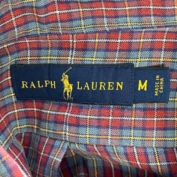 Ralph Lauren Classic Fit Plaid Button‎ Down Long Sleeve Shirt Men's Medium - Picture 9 of 10